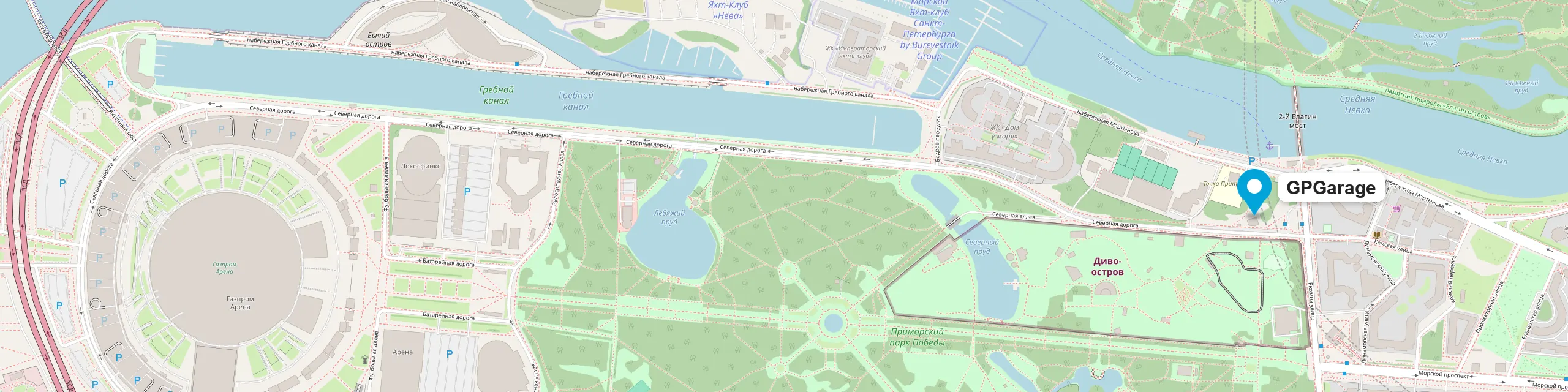 GPGarage на карте: г. Санкт-Петербург, м. Крестовский остров, ул. Рюхина дом 3